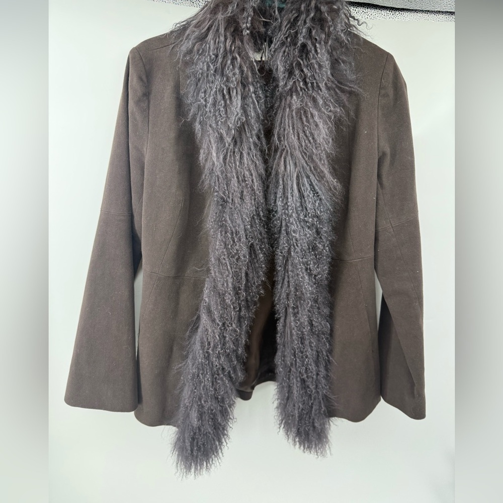 Whistles sheepskin Brown Teddy Jacket with Faux Fur size 6